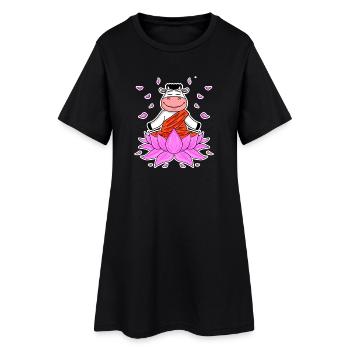 Vache Yoga - Robe T-shirt Femme - noir - Devant