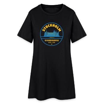Insigne de la Skyline de Stockholm Bleu Jaune - Robe T-shirt Femme - noir - Devant
