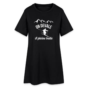 ski, skieur, sports d hiver - Robe T-shirt Femme - noir - Devant
