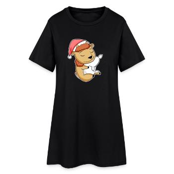 Bison Noël Sommeil Sommeil Sommeil - Robe T-shirt Femme - noir - Devant