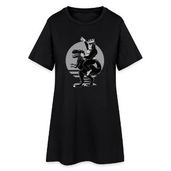 Gorilla King riding a T-Rex like Napoleon - Women’s T-Shirt Dress - black - Front
