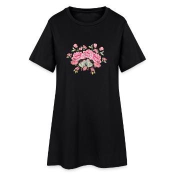 Japanese Peony Flowers - Women’s T-Shirt Dress - black - Front