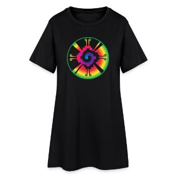 Galactic Butterfly Hunab Ku - aztec symbol - Women’s T-Shirt Dress - black - Front