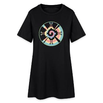 Galactic Butterfly Hunab Ku - aztec symbol - Women’s T-Shirt Dress - black - Front