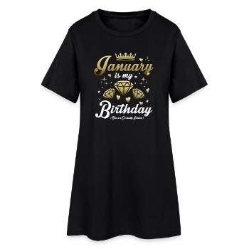 Janvier Anniversaire Enfant - Robe T-shirt Femme - noir - Devant