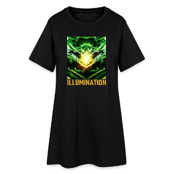 Green Illumination Motif - Women’s T-Shirt Dress - black - Front