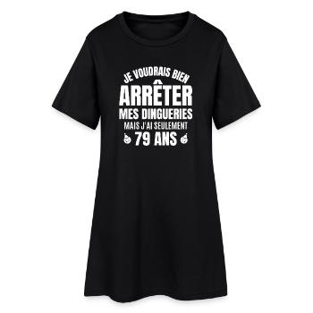 anniversaire 79 ans, anniversaire - Robe T-shirt Femme - noir - Devant