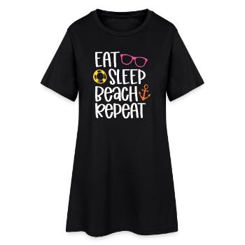 Manger dormir sur la plage répéter - Robe T-shirt Femme - noir - Devant