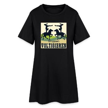 Gruppen Volitigieren AKROBATIK TURNEN PFERDESPORT - Frauen T-Shirt-Kleid - Schwarz - Vorne