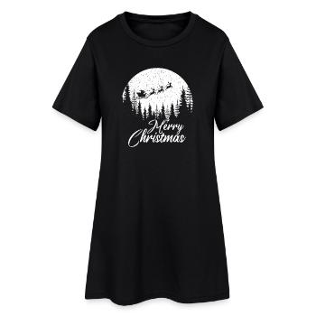 Christmas Shirt - frohe Weihnachten - Frauen T-Shirt-Kleid - Schwarz - Vorne