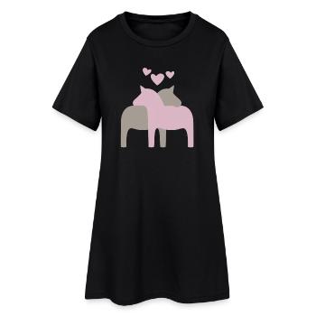 Dala coeur de cheval scandinave noël amour - Robe T-shirt Femme - noir - Devant