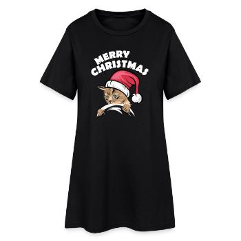 merry christmas cats symbol xmas cat comic - Women’s T-Shirt Dress - black - Front