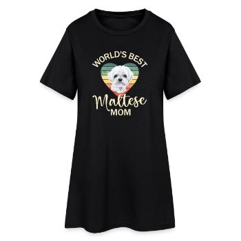 Malteser Hund - Frauen T-Shirt-Kleid - Schwarz - Vorne