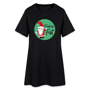 Frohes Fest - Frauen T-Shirt-Kleid - Schwarz - Vorne