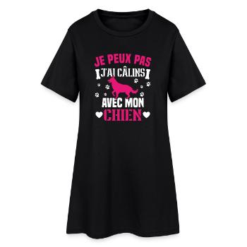 je peux pas j'ai câlins avec mon chien humour - Robe T-shirt Femme - noir - Devant