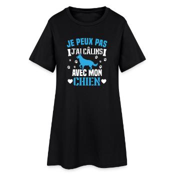 je peux pas j'ai câlins avec mon chien humour - Robe T-shirt Femme - noir - Devant