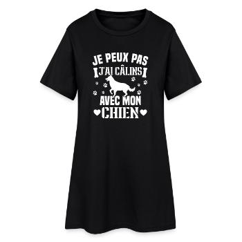 je peux pas j'ai câlins avec mon chien humour - Robe T-shirt Femme - noir - Devant