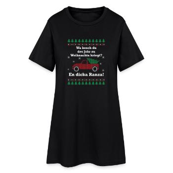Wa hosch du des Johr zu Weihnachta kriegt? - Frauen T-Shirt-Kleid - Schwarz - Vorne