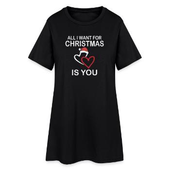 Tout ce que je veux pour Noël, c’est ton t-shirt - Robe T-shirt Femme - noir - Devant
