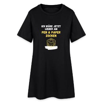 Ich wäre jetzt lieber am Pen Paper zocken - Frauen T-Shirt-Kleid - Schwarz - Vorne
