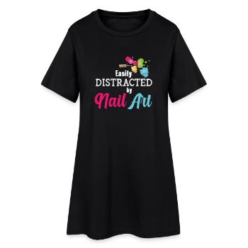 Easily distracted by Nail Art Nail Tech - Women’s T-Shirt Dress - black - Front