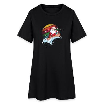 Santa Surfer Regenbogen - Frauen T-Shirt-Kleid - Schwarz - Vorne