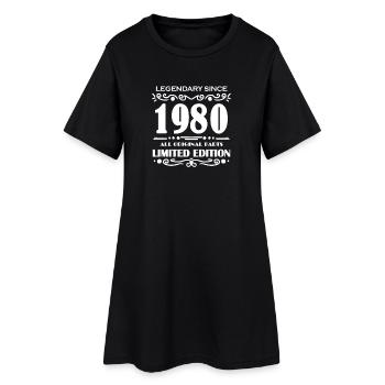 1980 - Né 1980 - Année de construction 1980 - Robe T-shirt Femme - noir - Devant