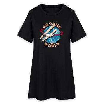 Around the world by plane - Women’s T-Shirt Dress - black - Front