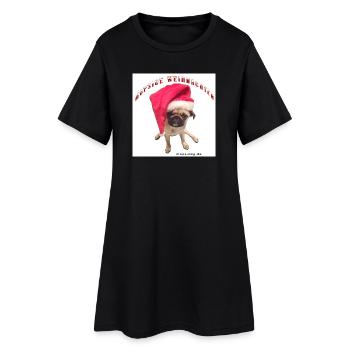 Weihnachtshund mit Hausschmuck - Frauen T-Shirt-Kleid - Schwarz - Vorne