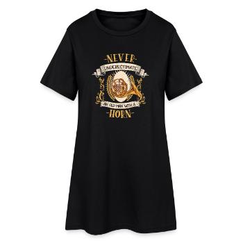 Horn Musician Instrument Brass Music Gift - Women’s T-Shirt Dress - black - Front