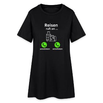 Reisen ruft an - annehmen oder annehmen? - Frauen T-Shirt-Kleid - Schwarz - Vorne
