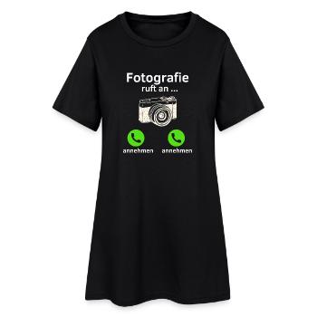 Fotografie ruft an - annehmen oder annehmen? - Frauen T-Shirt-Kleid - Schwarz - Vorne