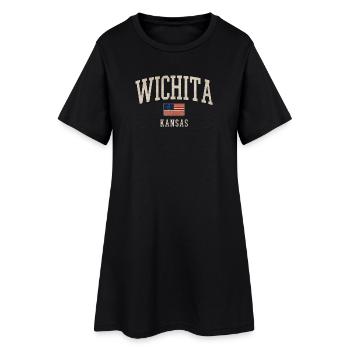Arche du drapeau ancien de Wichita, Kansas - Robe T-shirt Femme - noir - Devant