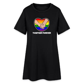 Beziehung Homo Statement Herz Stolz Regenbogen - Frauen T-Shirt-Kleid - Schwarz - Vorne