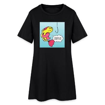 Pop Art : Poissons Accrocs Humour - Robe T-shirt Femme - noir - Devant