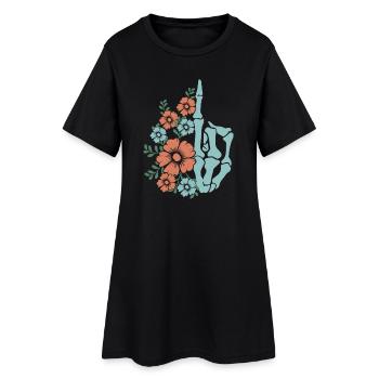 Illustration de la main d’un squelette floral - Robe T-shirt Femme - noir - Devant