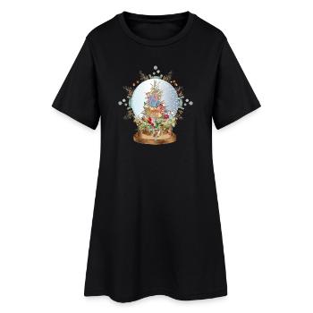 belle boule à neige nostalgique avec sapin de Noël - Robe T-shirt Femme - noir - Devant