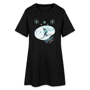 Ambiance hivernale - Ski Sports d’hiver - Robe T-shirt Femme - noir - Devant
