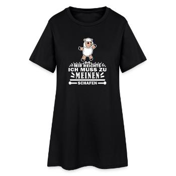 Schaf Schafe - Frauen T-Shirt-Kleid - Schwarz - Vorne