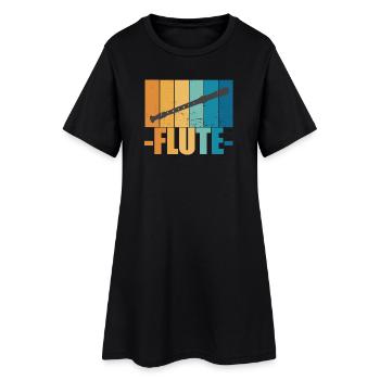 Flute Vintage Musiker Instrument Geschenk - Frauen T-Shirt-Kleid - Schwarz - Vorne