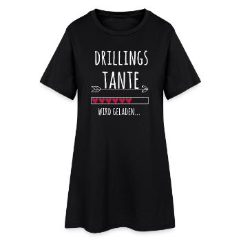 Tante Drillinge Ankündigung Schwangerschaft Baby - Frauen T-Shirt-Kleid - Schwarz - Vorne