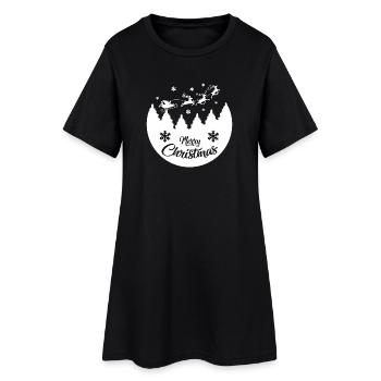 Frohe Weihnachten - Der Weihnachtsmann und seine Rentiere - Frauen T-Shirt-Kleid - Schwarz - Vorne