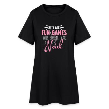 All just fun and games for nail technicians - Women’s T-Shirt Dress - black - Front