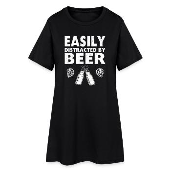 Easily Distracted by BEER Father's Day Design - Women’s T-Shirt Dress - black - Front