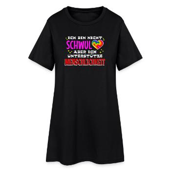 Herz Statement Menschenrechte Beziehung Regenbogen - Frauen T-Shirt-Kleid - Schwarz - Vorne