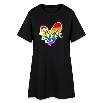Regenbogen Lgbt Herz Menschenrechte Beziehung - Frauen T-Shirt-Kleid - Schwarz - Vorne