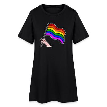 Lesbiennes Bisexuelles LGBT Défilé du drapeau arc-en-ciel - Robe T-shirt Femme - noir - Devant