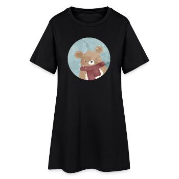 Ours doré sucré en hiver quand il neige - Robe T-shirt Femme - noir - Devant