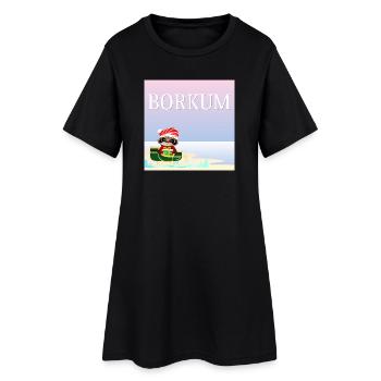 Weihnachten auf Borkum - Faultier Schlitten - Frauen T-Shirt-Kleid - Schwarz - Vorne