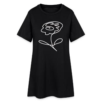 Fleur blanche Fleur blanche One Line Art fleur blanche - Robe T-shirt Femme - noir - Devant
